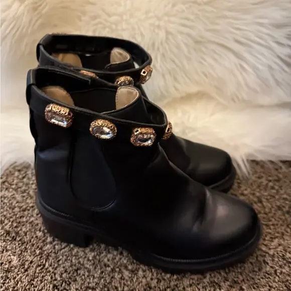 Steve Madden Amulet Jewel Lug Sole Chunky Block Heel Combat Platform Booties - Picture 7 of 7
